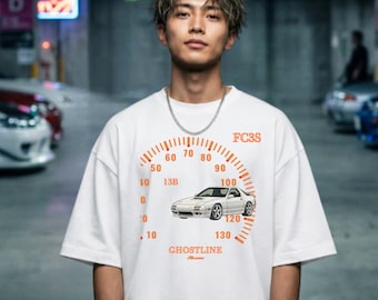FC3S Rotary JDM T-Shirt, Retro Japanese Sports Car Graphic Tee, Vintage Speedometer Design, Automotive Enthusiast Gift