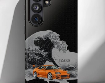 JDM JZA80 Phone Case, Japanese Wave Phone Case, JDM Sports Car Case, Ukiyo-e Inspired Car Art, Black Japanese Aesthetic, Car Lover Gift