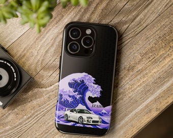 JDM JZA80 Phone Case, Japanese Wave Phone Case, JDM Sports Car Case, Ukiyo-e Inspired Car Art, Black Japanese Aesthetic, Car Lover Gift