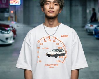 AE86 JDM T-Shirt, Vintage Japanese Coupe Graphic Tee, Retro Speedometer Design, Automotive Enthusiast Shirt, JDM Car Culture Gift