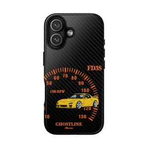 FD3S Legend JDM Car Phone Case - 13B-REW Rotary Engine Carbon Fiber Style Cover for iPhone, Samsung, Google Pixel - Car Enthusiast Gift