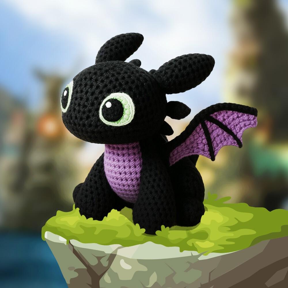 Toothless Dragon Crochet Plush, How to Train Your Dragon, Night Fury, ToothlessToy CRV25