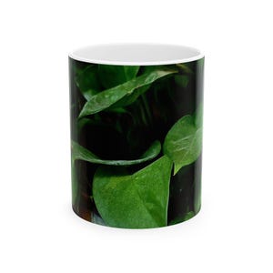 Botanical Greenery Ceramic Mug, Leaves Coffee Cup, Plant Lover Gift, Nature-Themed Drinkware, Eco-Friendly, Home Decor