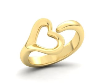 14kt Solid Gold - Wrap Around Heart Ring  - MODERN AND HEAVY statement piece.