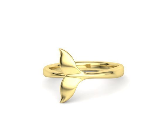 14kt/10kt Solid Gold Whale Tail Fish Ring - UNIQUE and fashionable ring PERFECT gift for her