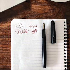 Unique Black Metal Fountain Pen with Hand-Ground Silver 0.5mm Stub Nib For Calligraphy, Journaling, Lettering, Signatures