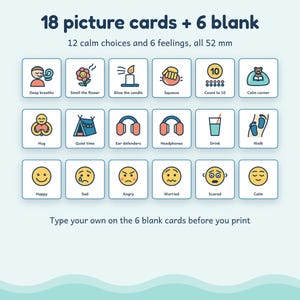 Calm Down Corner Printables, Autism ADHD Breathing Poster and Calm Down Cards, Printable image 2