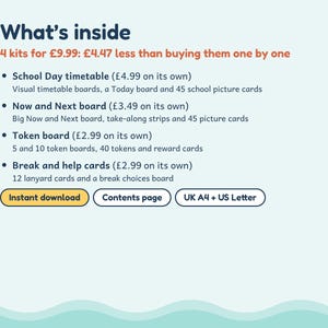 Classroom Visuals Bundle, Autism ADHD Visual Timetable, Now and Next, Token Board, Break Cards, Printable image 2