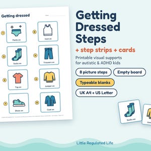 Self Care Visual Schedule Bundle, 4 Kits, Autism ADHD Toilet, Handwashing, Tooth Brushing, Dressing afbeelding 6