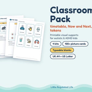 Classroom Visuals Bundle, Autism ADHD Visual Timetable, Now and Next, Token Board, Break Cards, Printable image 1