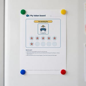 Polletttavla för barn, 40 polletter, belöningskort, redigerbara tomma rutor, belöningstabell för autism och ADHD bild 2