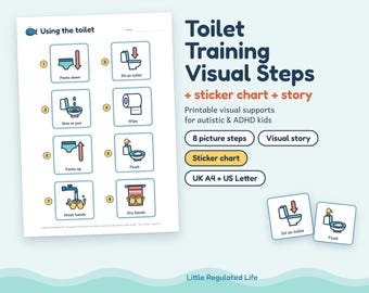 Toilet Training Visual Schedule, Autism ADHD Potty Chart with Steps and Visual Story, Printable