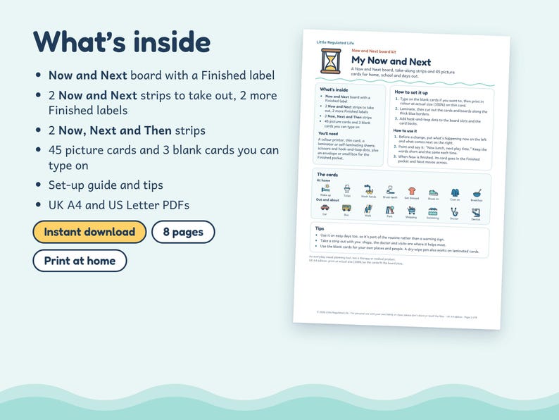 Now and Next Board, Autism ADHD Visual Schedule with 45 Picture Cards, Printable image 5