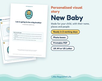Personalised New Baby Visual Story, Big Brother Big Sister Book, Autism ADHD, Printable PDF