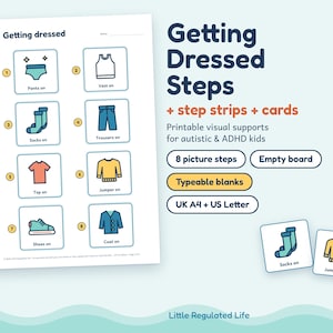 Getting Dressed Visual Schedule, Autism ADHD Dressing Sequence Cards for Kids, Printable image 1