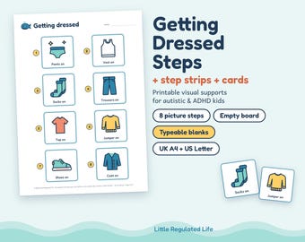 Getting Dressed Visual Schedule, Autism ADHD Dressing Sequence Cards for Kids, Printable