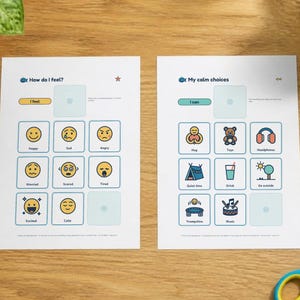 Feelings Chart for Kids, Check-In Board, 24 Picture Cards, Editable Blanks, Autism ADHD Printable image 2
