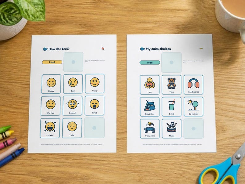 Feelings Chart for Kids, Check-In Board, 24 Picture Cards, Editable Blanks, Autism ADHD Printable image 2