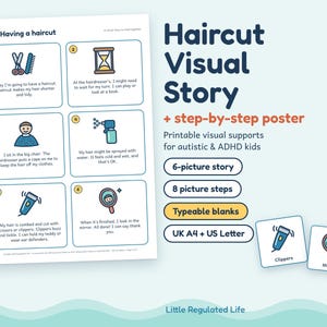 Haircut Visual Story for Kids, Autism ADHD Haircut Visual Schedule and Picture Cards, Printable image 1