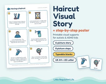 Haircut Visual Story for Kids, Autism ADHD Haircut Visual Schedule and Picture Cards, Printable