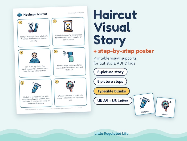 Haircut Visual Story for Kids, Autism ADHD Haircut Visual Schedule and Picture Cards, Printable image 1