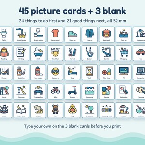 First Then Board, 45 Picture Cards, Editable Blanks, Autism ADHD Visual Schedule, Printable PDF image 2
