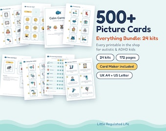 500+ bildkort, megapaket med visuellt schema, rutindiagram för autism och ADHD, lugnhörna, utskrivbar