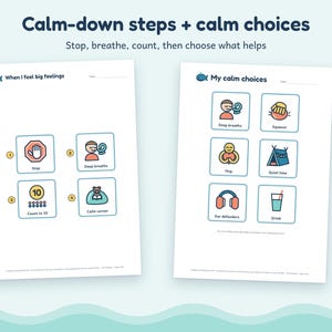 Calm Down Corner Printables, Autism ADHD Breathing Poster and Calm Down Cards, Printable image 3