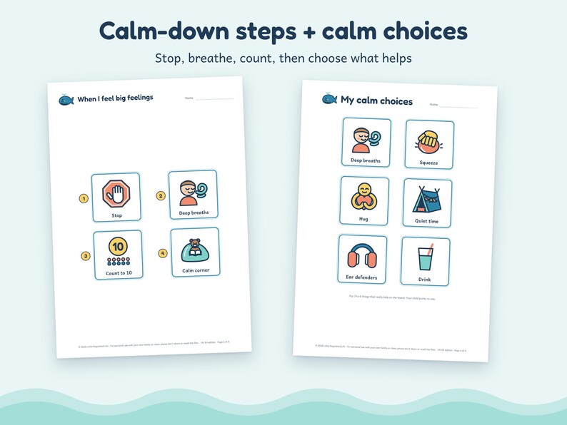 Calm Down Corner Printables, Autism ADHD Breathing Poster and Calm Down Cards, Printable image 3