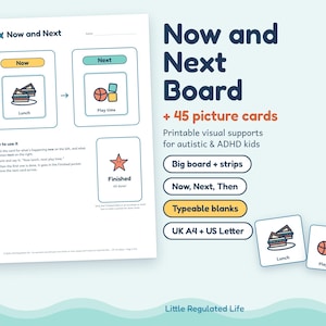 Now and Next Board, Autism ADHD Visual Schedule with 45 Picture Cards, Printable image 1