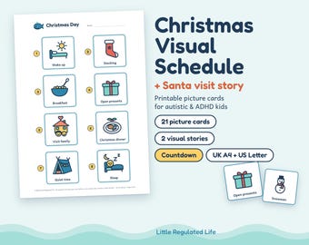 Christmas Visual Schedule for Kids, Santa Visit Story, Countdown, Autism ADHD (Digital Download)