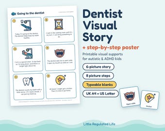 Dentist Visual Story for Kids, Autism ADHD Dentist Visit Visual Schedule and Cards, Printable