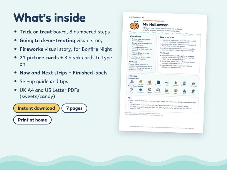 Halloween Visual Schedule, Trick or Treat Story, 21 Picture Cards, Editable Blanks, Autism ADHD image 5