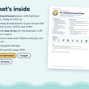 Getting Dressed Visual Schedule, Autism ADHD Dressing Sequence Cards for Kids, Printable image 5