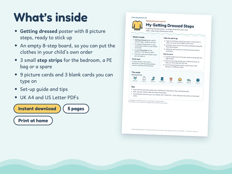 Getting Dressed Visual Schedule, Autism ADHD Dressing Sequence Cards for Kids, Printable image 5