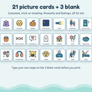 Halloween Visual Schedule, Trick or Treat Story, 21 Picture Cards, Editable Blanks, Autism ADHD image 2