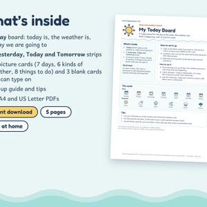 Days of the Week and Weather Chart for Kids, Autism ADHD Today Board, Printable image 5