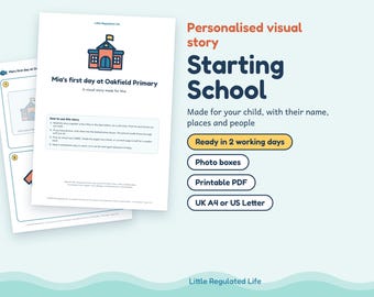 Personalised First Day of School Visual Story, Starting School Book, Autism ADHD, Printable PDF
