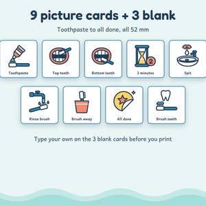 Tooth Brushing Chart for Kids, 8-Step Poster, Reward Chart, Editable Blanks, Autism ADHD Printable imagen 2