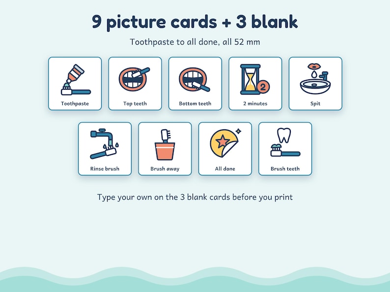 Tooth Brushing Chart for Kids, 8-Step Poster, Reward Chart, Editable Blanks, Autism ADHD Printable imagen 2