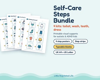 Self Care Visual Schedule Bundle, Autism ADHD Toilet, Handwashing, Tooth Brushing, Dressing Steps, Printable