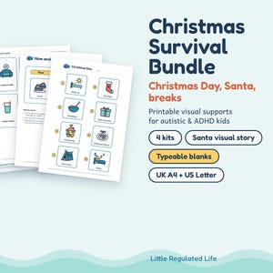 Christmas Visual Schedule Bundle, Autism ADHD Christmas Countdown, Santa Visit Story, Haircut Story, Printable
