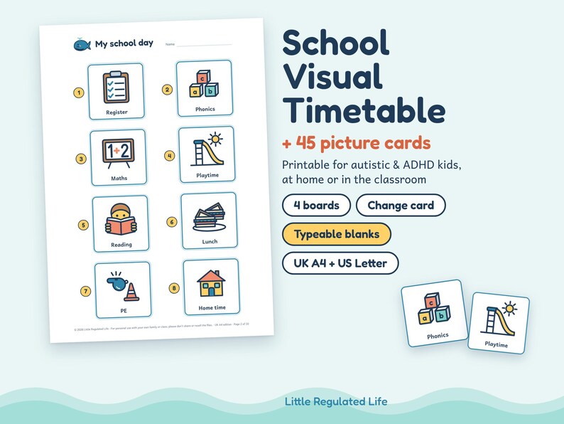 Classroom Visuals Bundle, Autism ADHD Visual Timetable, Now and Next, Token Board, Break Cards, Printable image 3