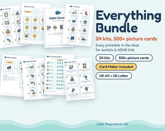 Visual Schedule Mega Bundle, 500+ Picture Cards, Autism ADHD Routine Charts, Calm Corner, Printable