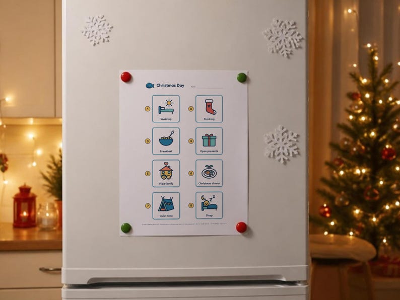 Christmas Visual Schedule, Santa Visit Story, Countdown, 21 Picture Cards, Editable Blanks, Autism ADHD image 2