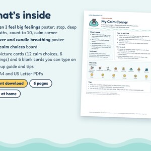 Calm Down Corner Printables, Autism ADHD Breathing Poster and Calm Down Cards, Printable image 5