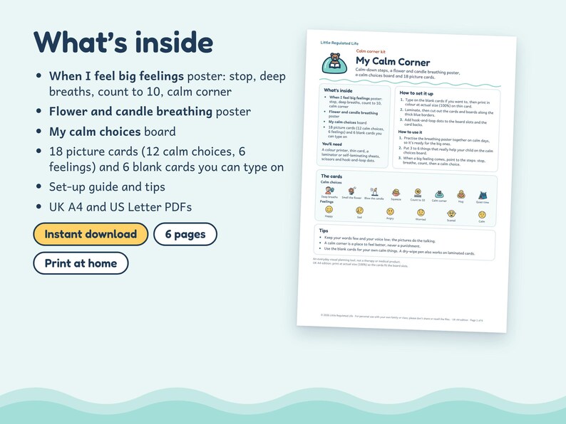 Calm Down Corner Printables, Autism ADHD Breathing Poster and Calm Down Cards, Printable image 5