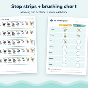 Tooth Brushing Chart for Kids, 8-Step Poster, Reward Chart, Editable Blanks, Autism ADHD Printable imagen 3