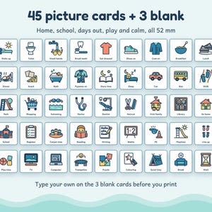 Now and Next Board, Autism ADHD Visual Schedule with 45 Picture Cards, Printable image 2