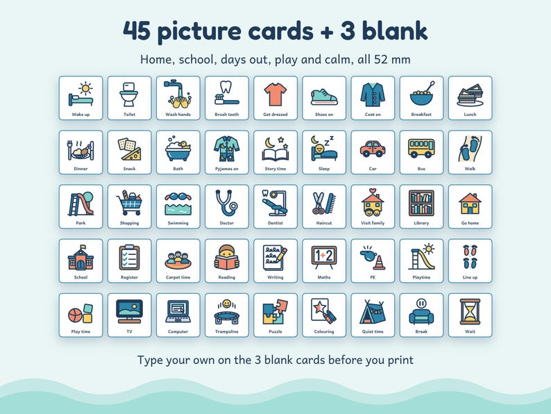 Now and Next Board, Autism ADHD Visual Schedule with 45 Picture Cards, Printable image 2